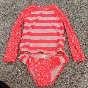 Two piece long sleeve rash guard swim suit